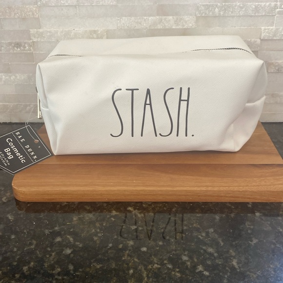 NWT - Rae Dunn Cosmetics Makeup Bag - STASH - white - Picture 1 of 6